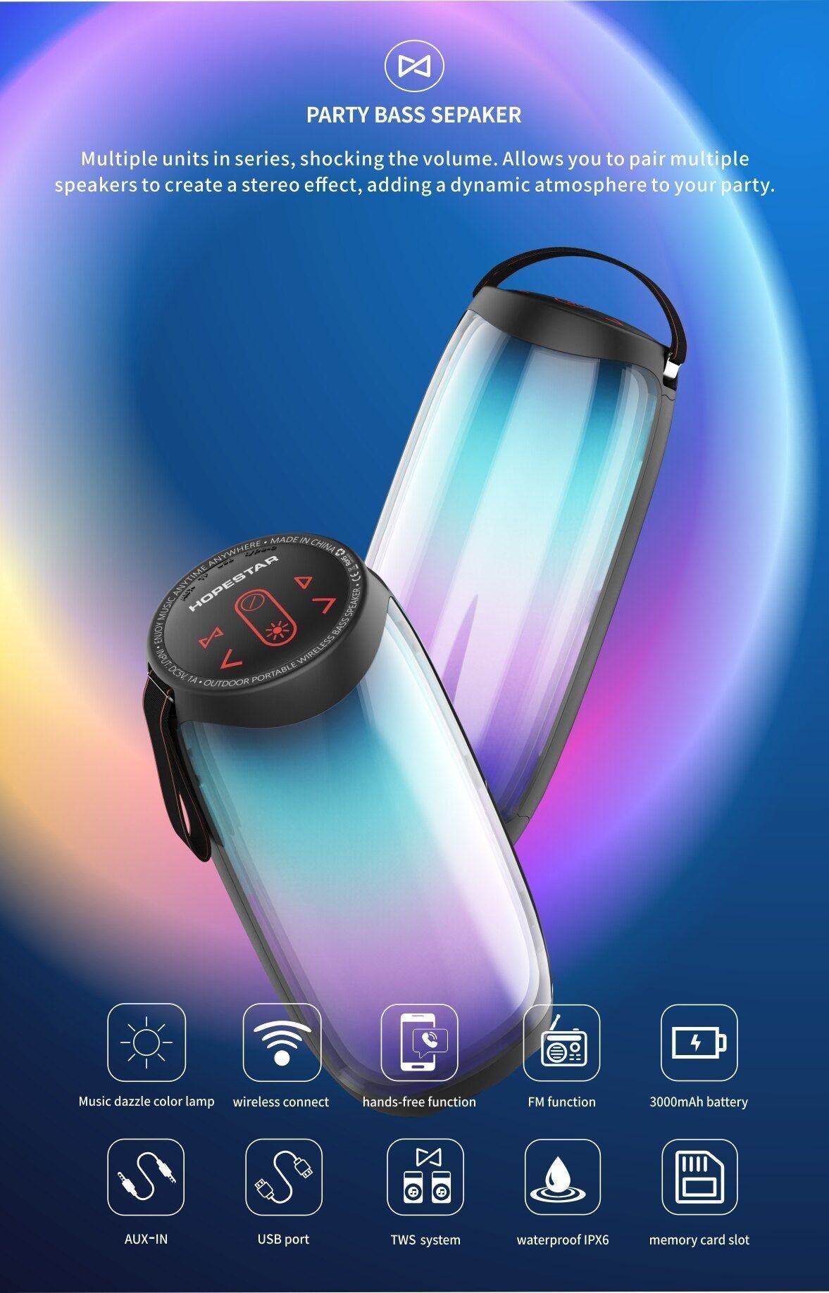 P40 Pro Bluetooth Portable Speaker with RGB Colorful LED Light | Hifi Media Store