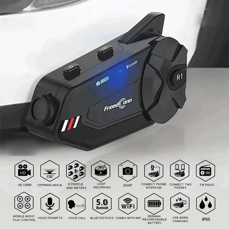 R1 Plus Bluetooth Intercom with Video Recorder | Hifi Media Store