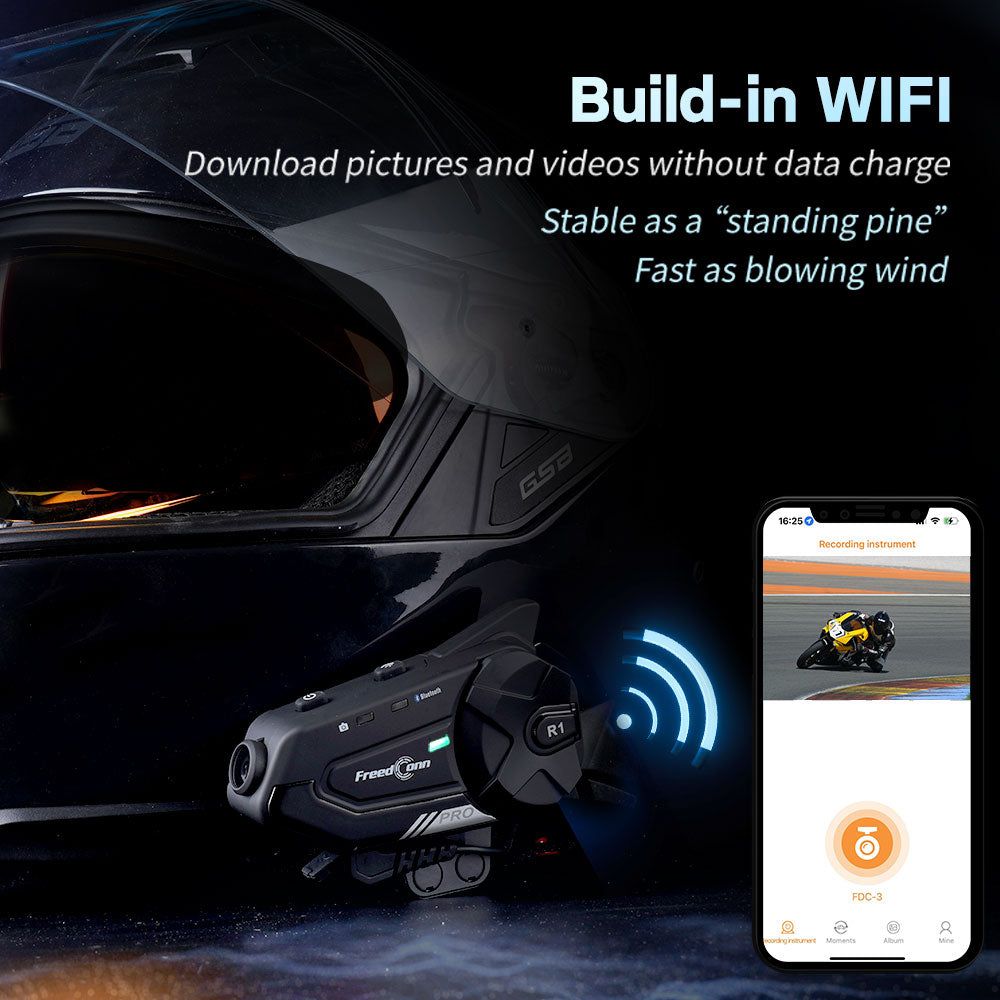 R1 Pro Bluetooth Intercom with Video Recorder QHD 2K | Hifi Media Store