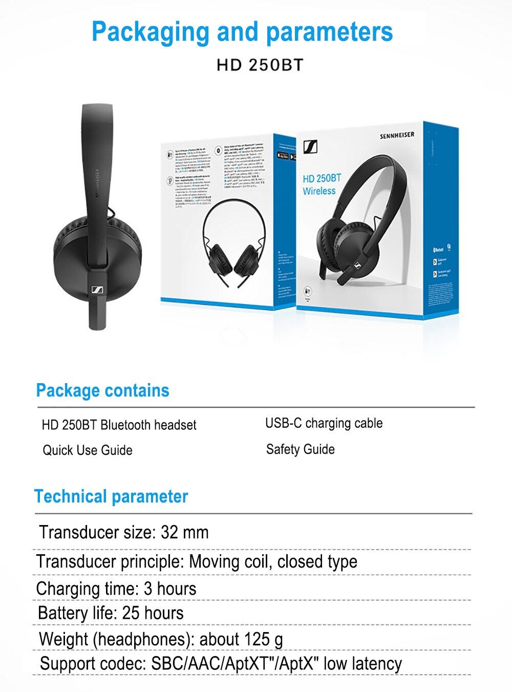 SENNHEISER HD250BT Bluetooth Headphones | Hifi Media Store
