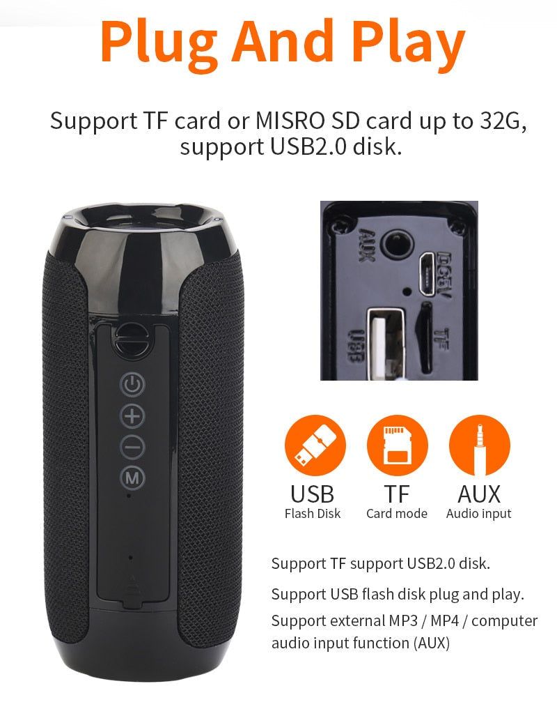 TG117 Wireless Portable Speaker With FM Radio | Hifi Media Store