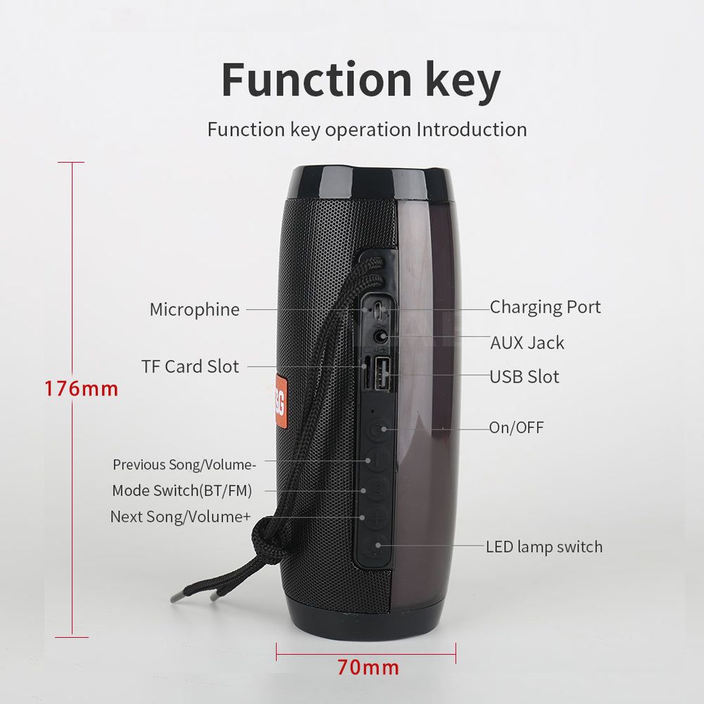 TG157 Portable Bluetooth Speaker With LED Lights | Hifi Media Store