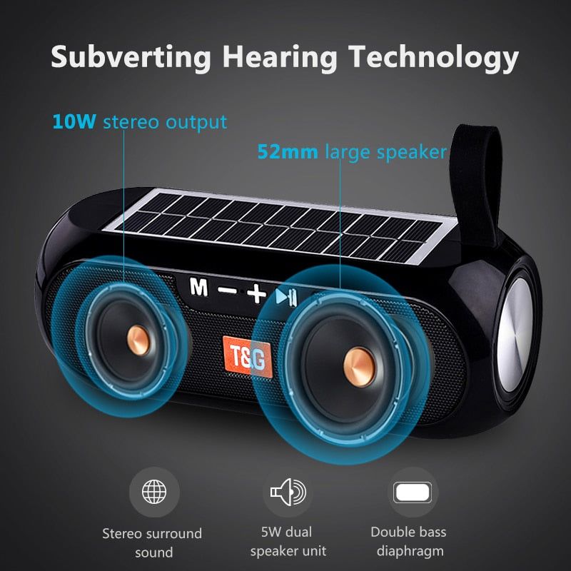 TG182 Portable Bluetooth Speaker With Solar Charging | Hifi Media Store