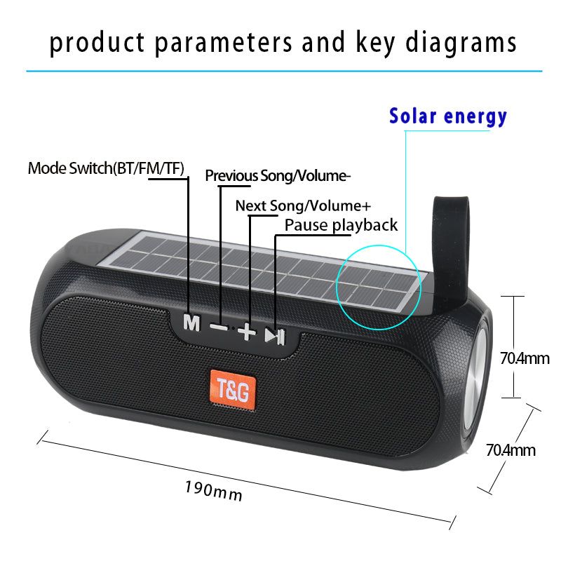 TG182 Portable Bluetooth Speaker With Solar Charging | Hifi Media Store
