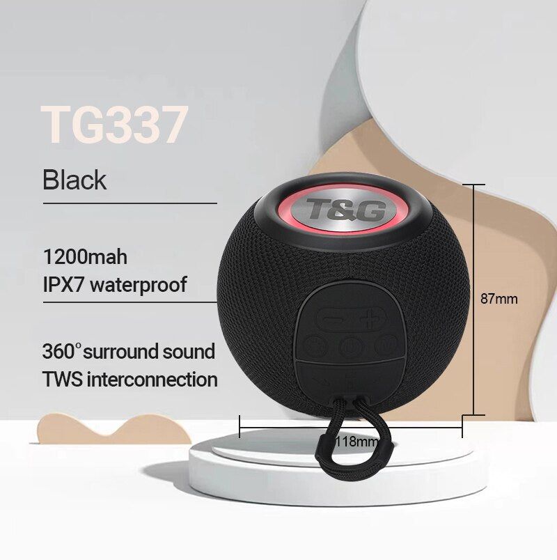 TG337 Mini Bluetooth Speaker with RGB Lights Black | Hifi Media Store