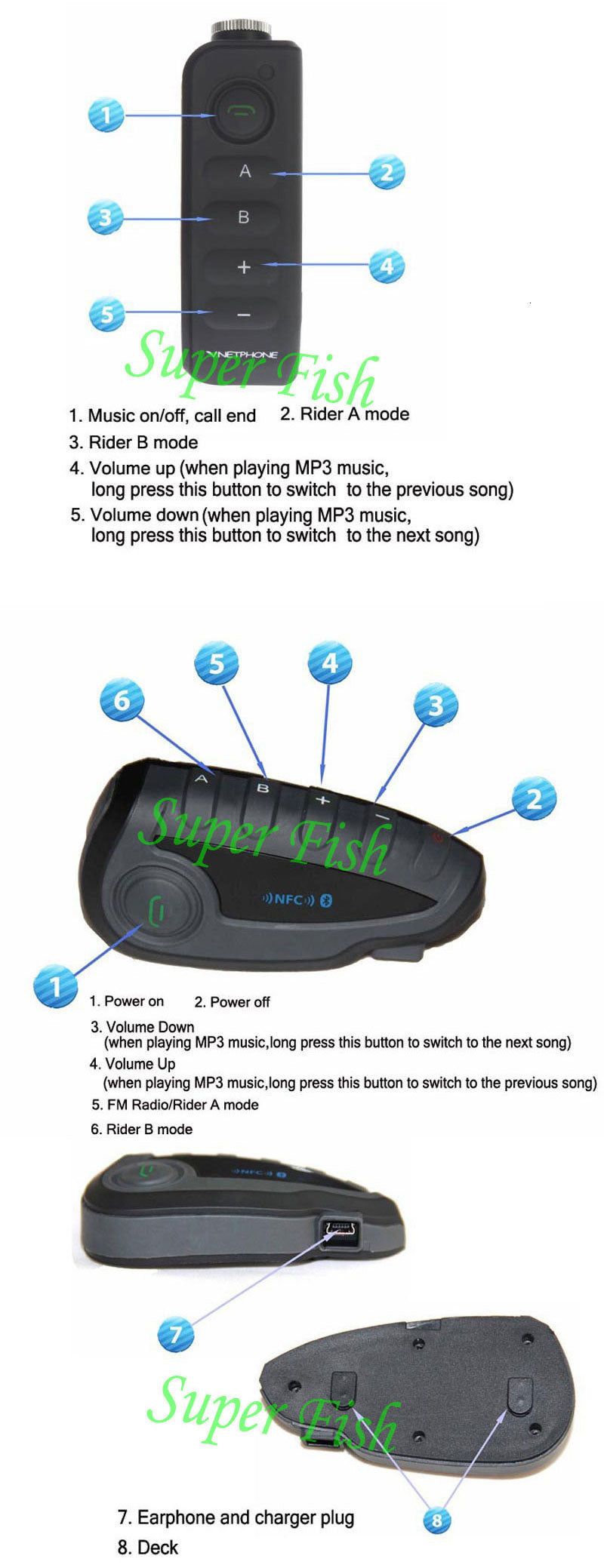 V8 Bluetooth Motorcycle Intercom | Hifi Media Store