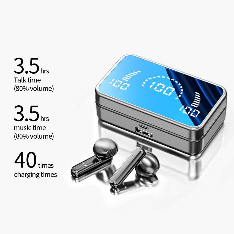 V9-TWS Earbuds with LED Display and Effect Mirror. | Hifi Media Store