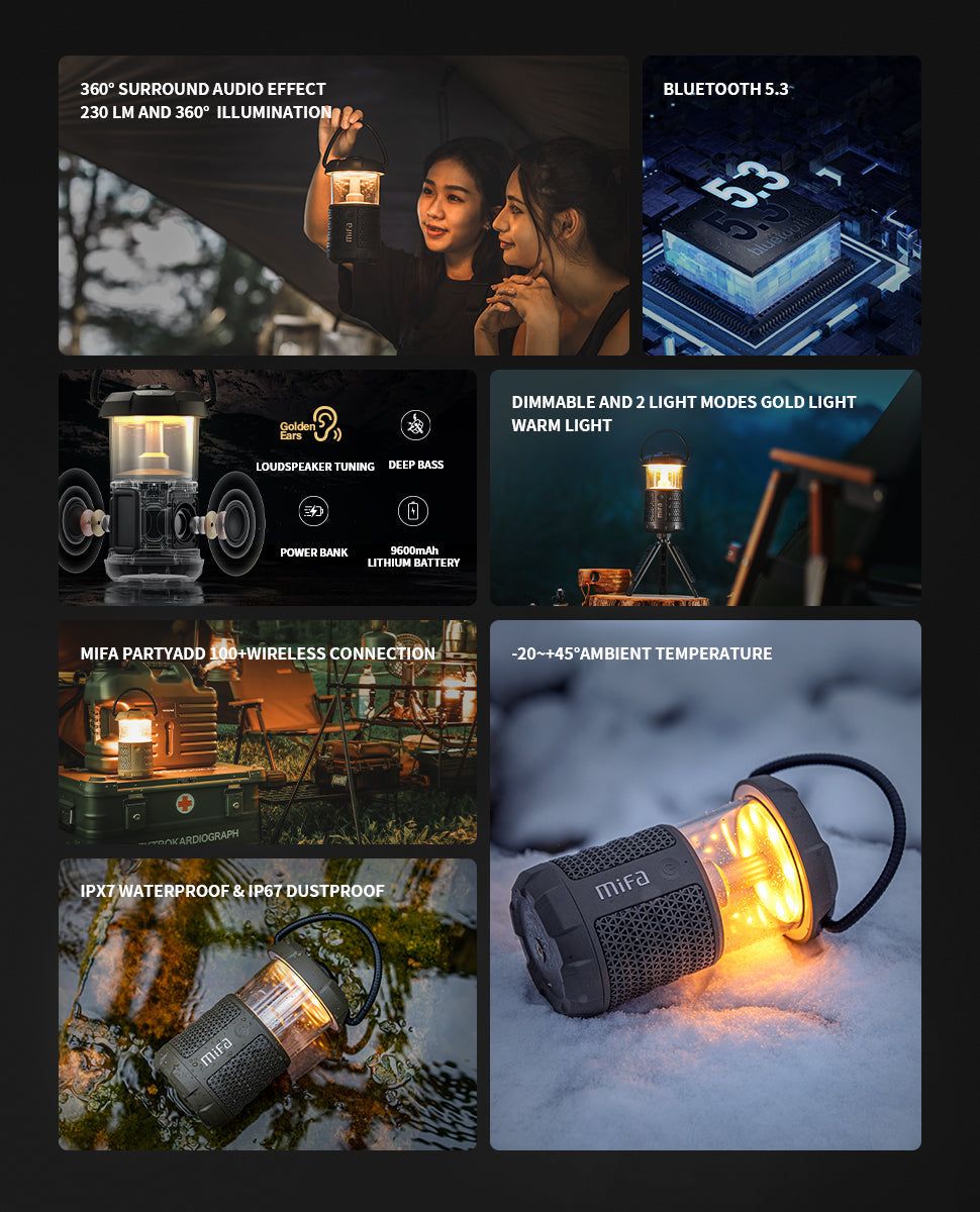 Wild Camping - Altavoz Bluetooth con Linterna. Sonido 360° y Luz 360°. | Hifi Media Store