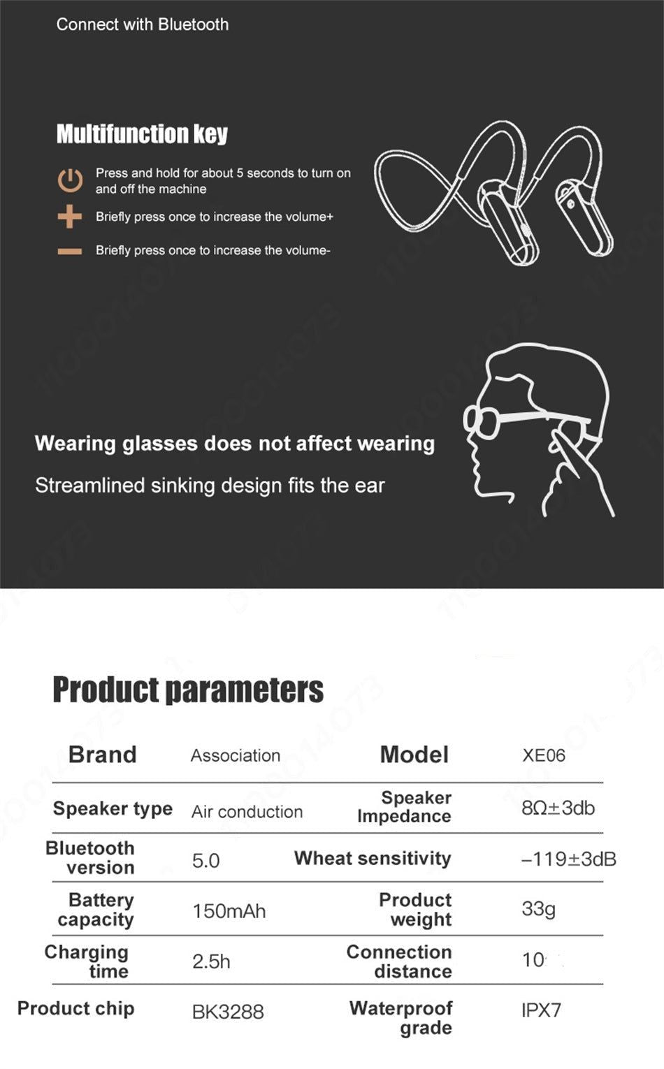 XE06 Bone Conduction Earphones With Mic | Hifi Media Store