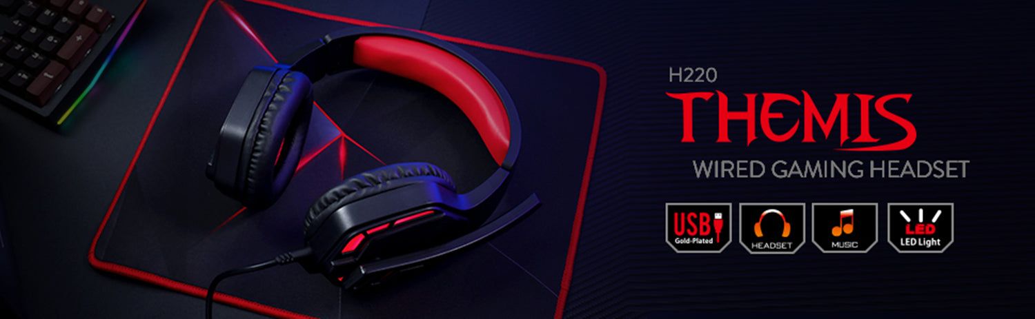 H220 Wired Gaming Headset With Noise Cancelling For PC / PS4/3 / Xbox | Hifi Media Store