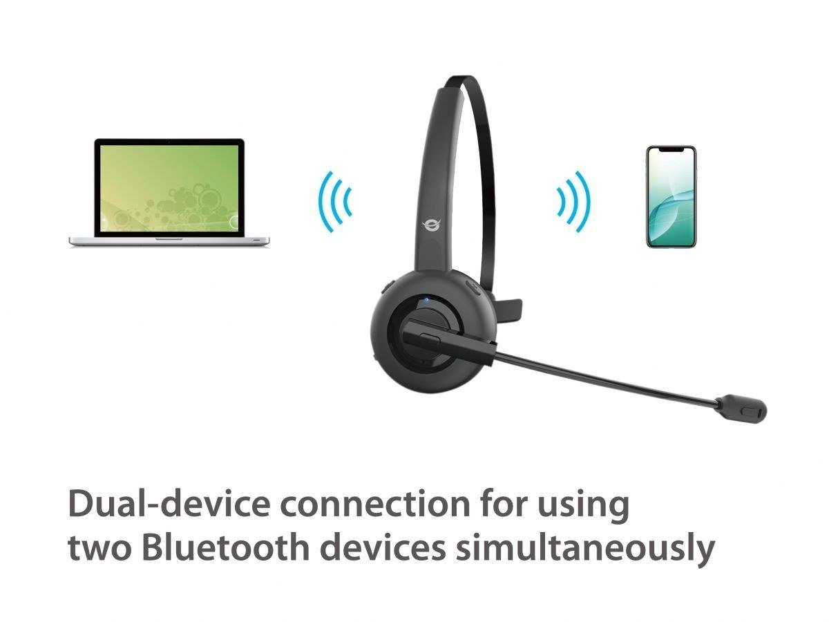 Conceptronic Polona 03BDA - Wireless Bluetooth Headset with Charging Station and Adapter