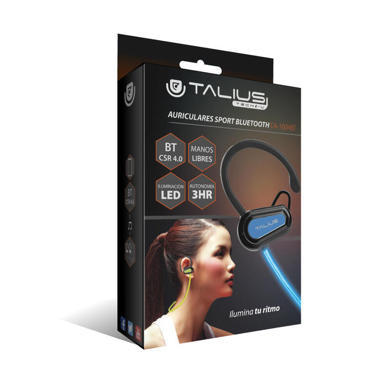 Talius EA-1004BT - Auriculares Bluetooth Desportivos com LED Rosa