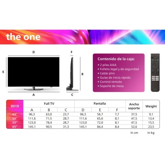TV Philips The One 50" 50PUS8919 LED UltraHD 4K, Ambilight TV, 120Hz, Dolby Vision y Atmos Televisores | PHILIPS