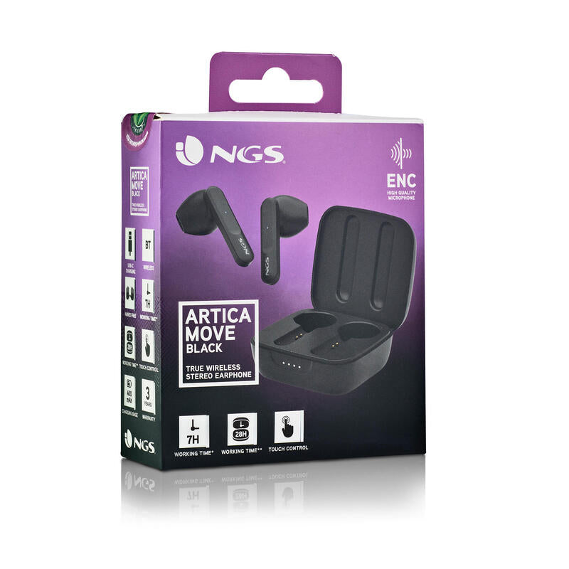 NGS Artica Move Black - Auriculares Intraurales Bluetooth Negros