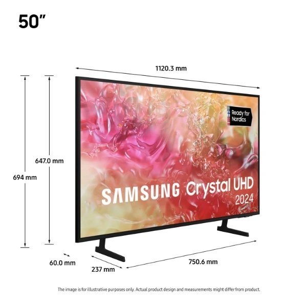 Samsung TV 50" TU50DU7105K 4K Ultra HD, Smart TV, Wi-Fi, HDR10+