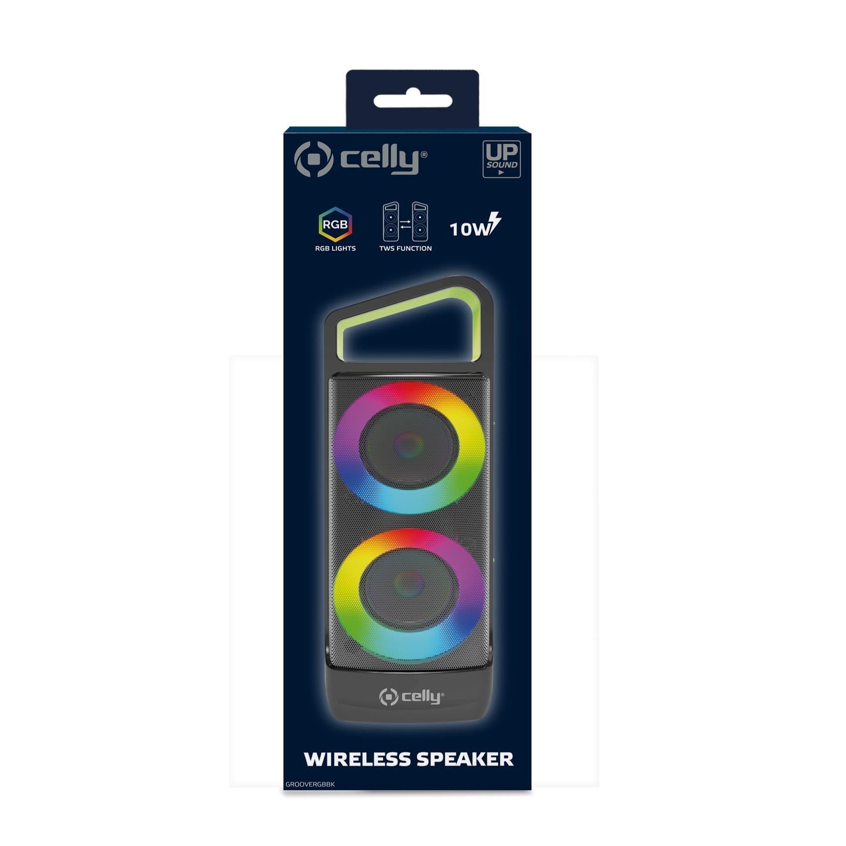 Celly GROOVERGBBK - Altavoz Bluetooth Portátil RGB Negro 10 W Altavoces | CELLY