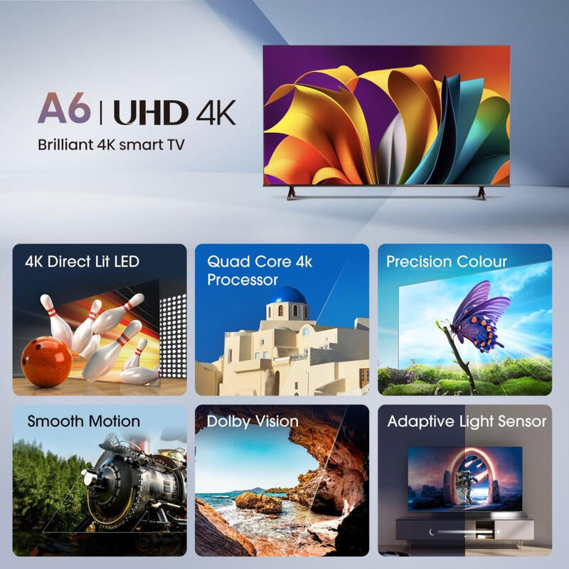 Tv Hisense 55" 55A6N DLED 4K UHD, Smart Tv, Dolby Vision, VIDAA Televisores | HISENSE