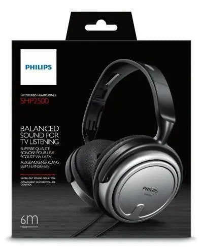 Philips SHP2500/10 - Auriculares de Diadema Negro/Plata para TV con Jack 3.5mm/6.5mm Todos los auriculares | PHILIPS