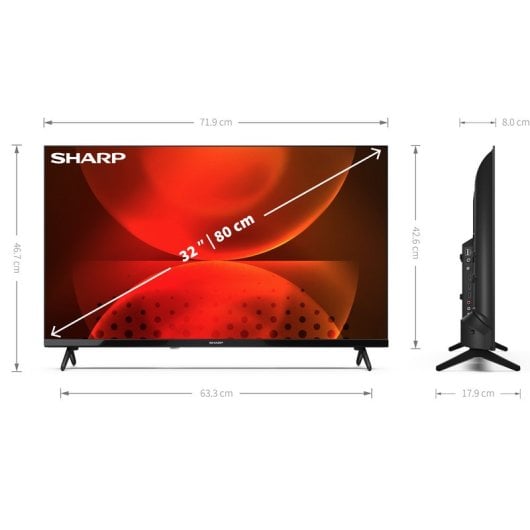 Sharp 32FH2EA 32" LED TV, HD Ready, <tc>Android</tc>, <tc>Smart TV</tc>, Wifi