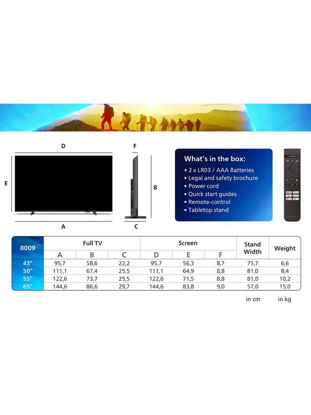 Tv Philips  50" 50PUS8009/12 Ambilight LED UltraHD 4K, HDR10+, Smart TV, SO TITAN