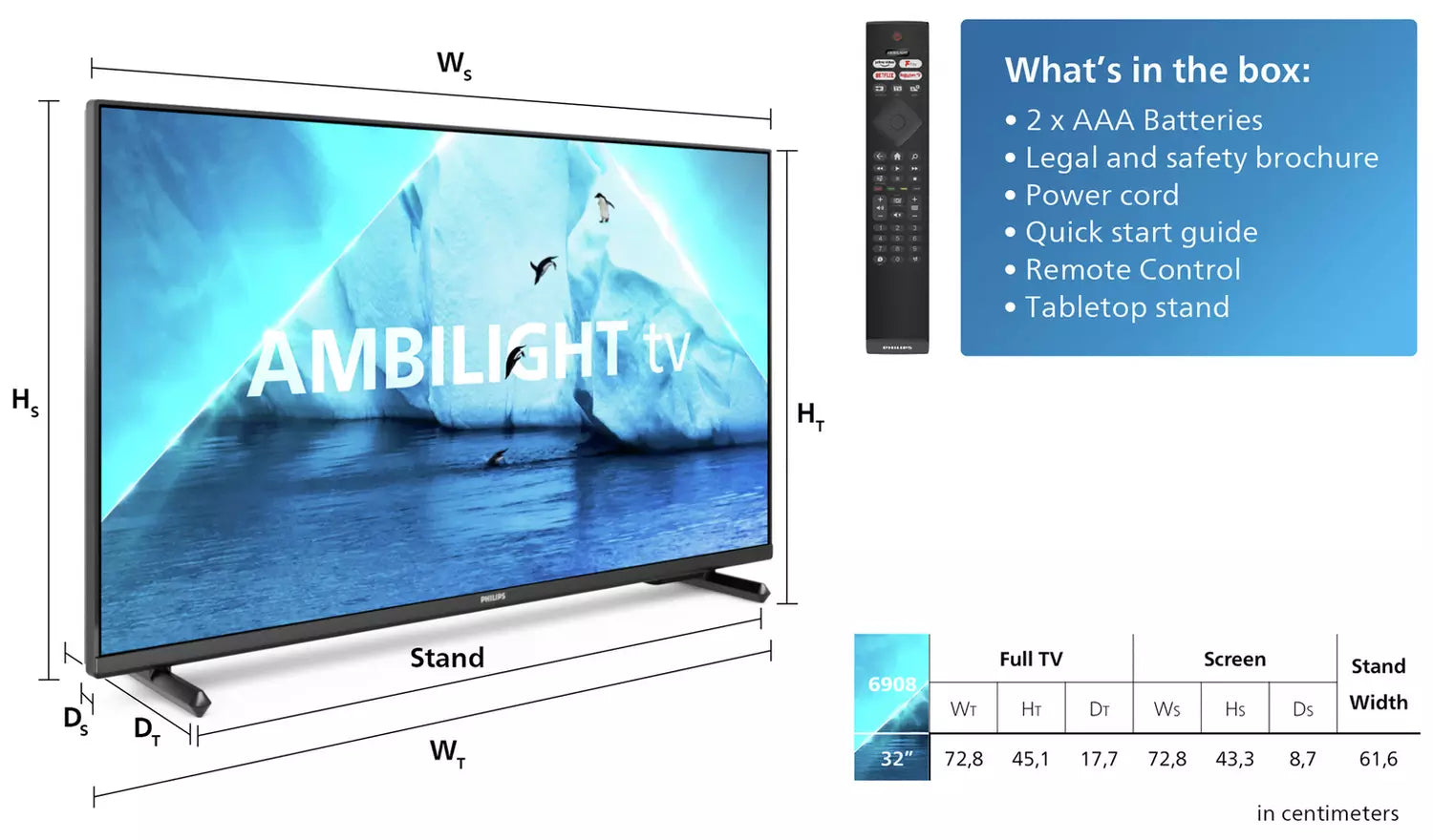 TV Philips 32PFS6908/12 32" LED FullHD Ambilight, HDR10, Smart TV Televisores | PHILIPS