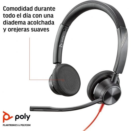 HP Poly Blackwire 3325 - Auriculares USB-A para Oficina Negros