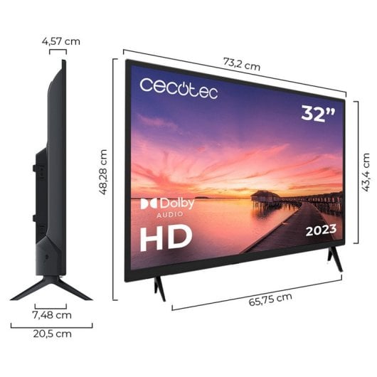 TV Cecotec 32´´ Series 0032S LED HD con sistema Dolby, Memoria Flash, HDMI/USB Televisores | CECOTEC