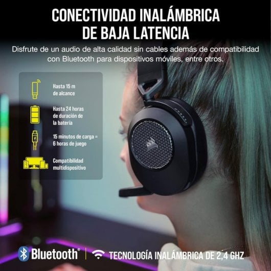 Corsair HS65 Wireless V2 - Auriculares Gaming Inalámbricos 7.1 Negros Todos los auriculares | CORSAIR