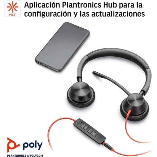 HP Poly Blackwire 3325 - Auriculares USB-A para Oficina Negros