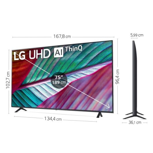 TV LG 75" 75UR78006LK.AEU LED 4K Ultra HD, HDR10 Pro, Smart TV con WebOS, Wifi, Bluetooth Televisores | LG