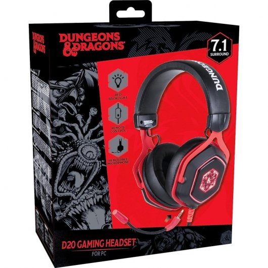 Konix Dungeons & Dragons D20 7.1 - Auriculares Gaming Multiplataforma Negro/Rojo Todos los auriculares | KONIX