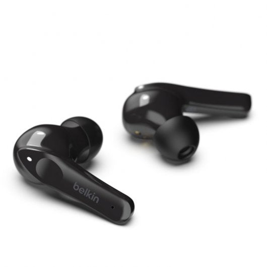 Belkin SoundForm Move Plus - Auriculares Bluetooth Negros con Estuche de Carga Inalámbrica