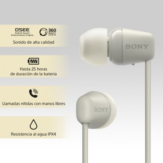 Sony WI-C100 - Auriculares Bluetooth Beige Todos los auriculares | SONY