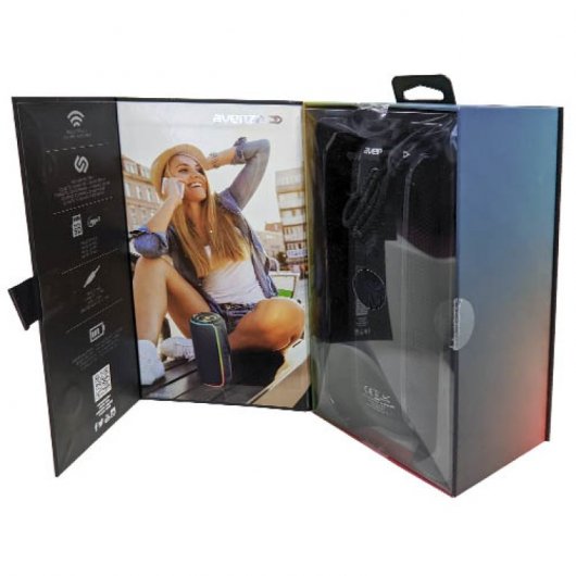 Avenzo AV-SP3007B - Altavoz Portátil LED Bluetooth Negro Altavoces | AVENZO