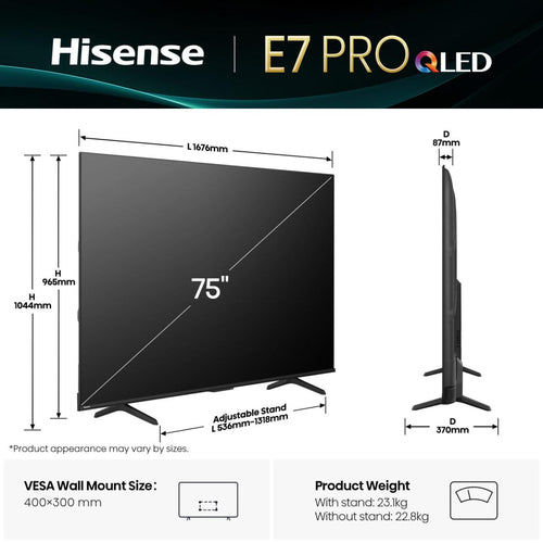TV Hisense 75E77Q Pro 75" 4K Ultra HD Smart WiFi Negro Televisores | Hisense