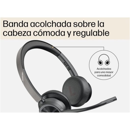 HP Poly Voyager 4320-M USB-C - Auriculares Bluetooth con Base de Carga + BT700 y Certificados para Microsoft Teams