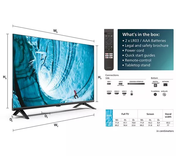 TV Philips 32” 32PHS6009 HD LED, Dolby Audio, Titan OS Televisores | PHILIPS