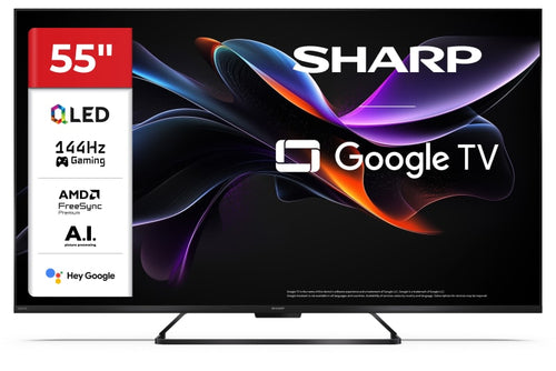 TV QLED Sharp 55" 55HR7265E 4K UHD, Google TV, 144Hz Gaming, Smart TV