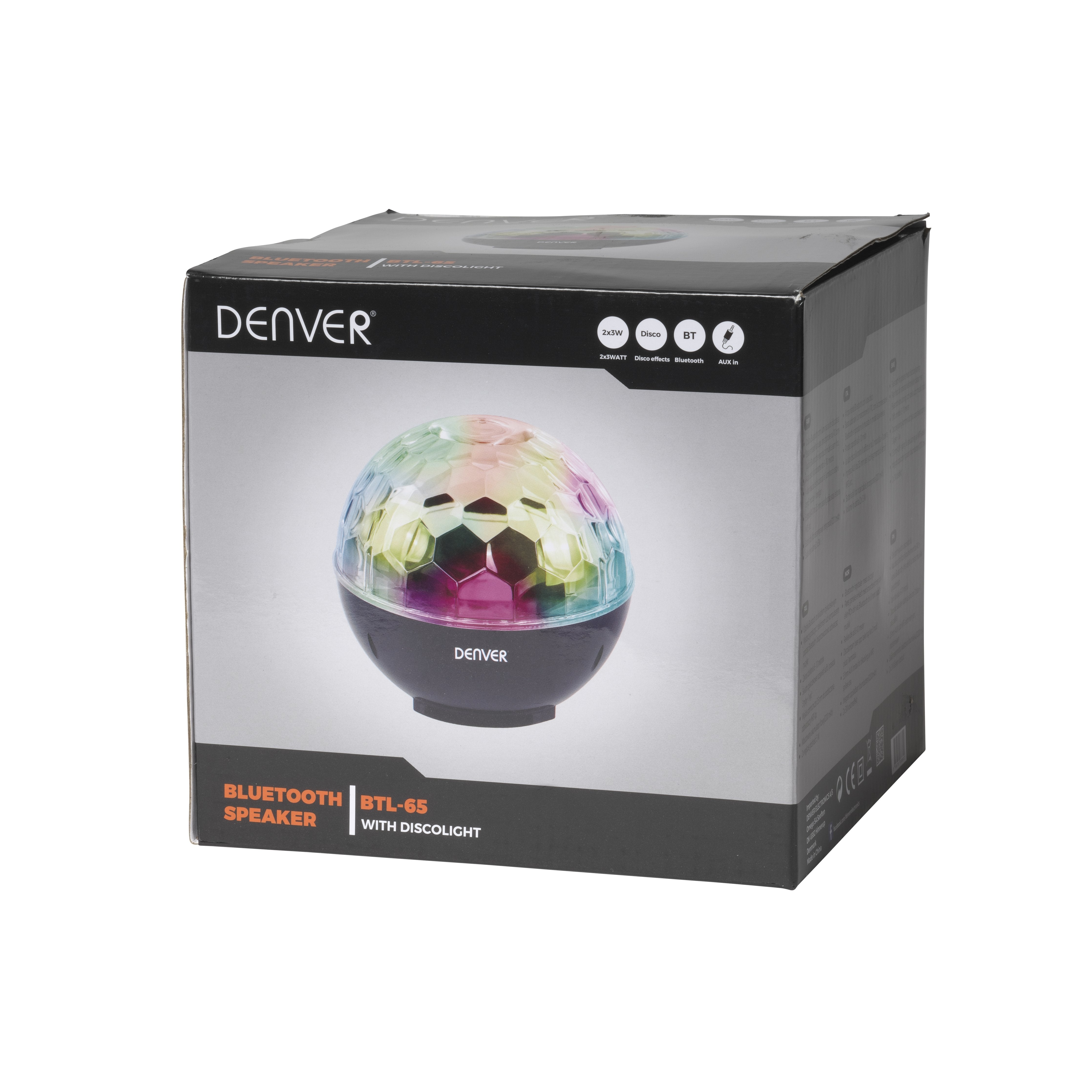 Altavoz portátil Denver BTL-65 con efecto luz de discoteca | Denver