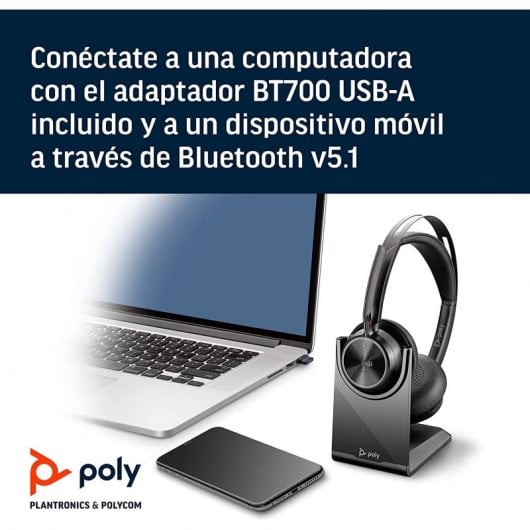 HP Poly Voyager Focus 2 UC - Auriculares USB-A/Bluetooth para Oficina Negros Todos los auriculares | HP