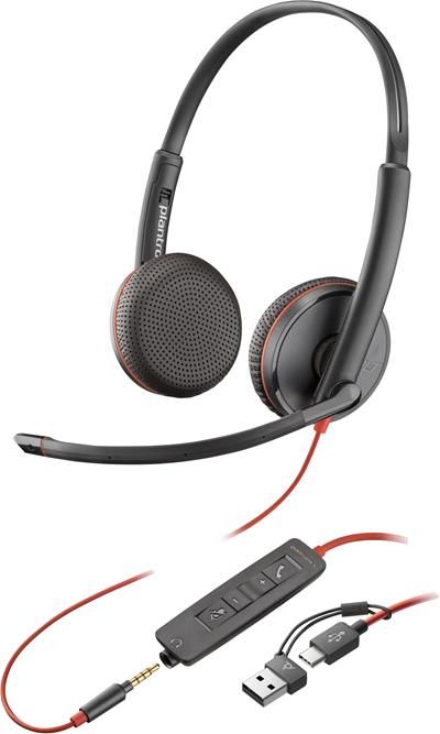HP Poly Blackwire 3225 - Auriculares Estéreo + Conector de 3,5 mm + Adaptador USB-C/A Todos los auriculares | HP