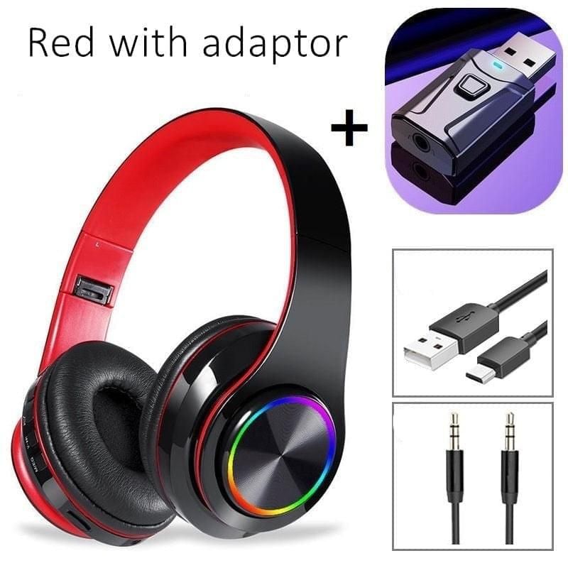 B39 Wireless Headphones Red with adaptor Global | Hifi Media Store
