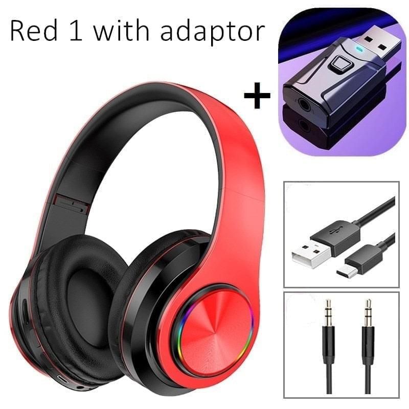 B39 Wireless Headphones Red1 with adaptor Global | Hifi Media Store