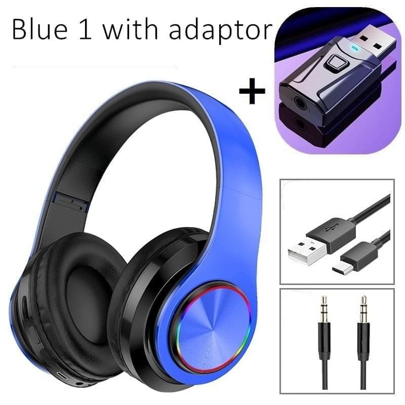 B39 Wireless Headphones Blue1 with adaptor Global | Hifi Media Store