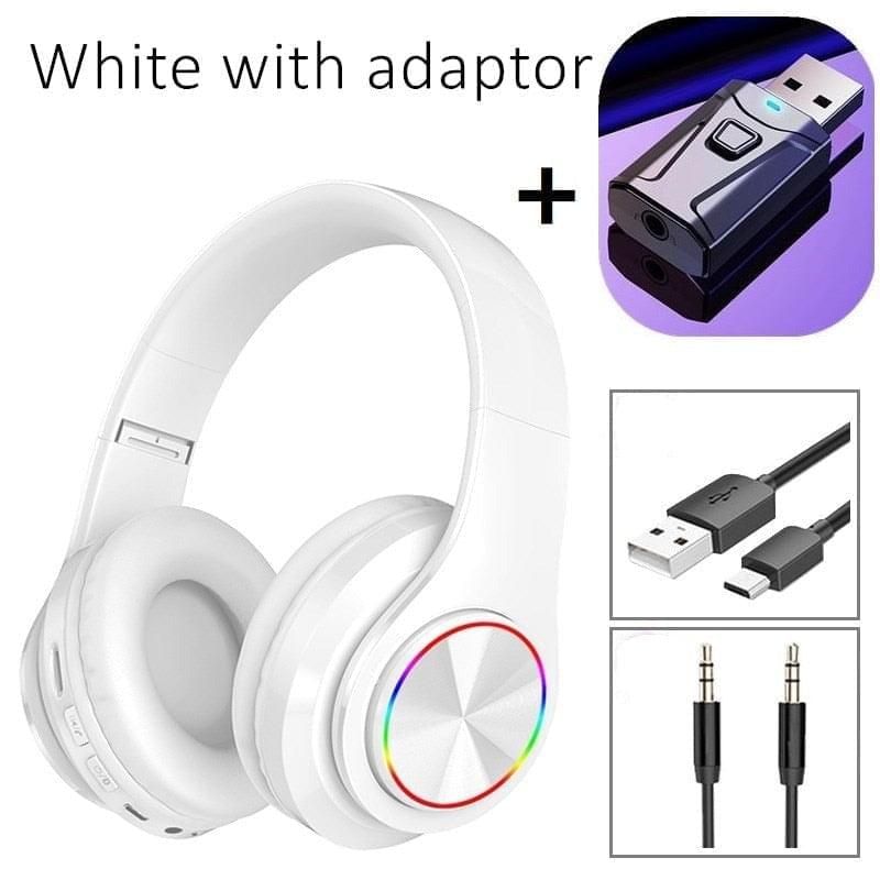 B39 Wireless Headphones White with adaptor Global | Hifi Media Store