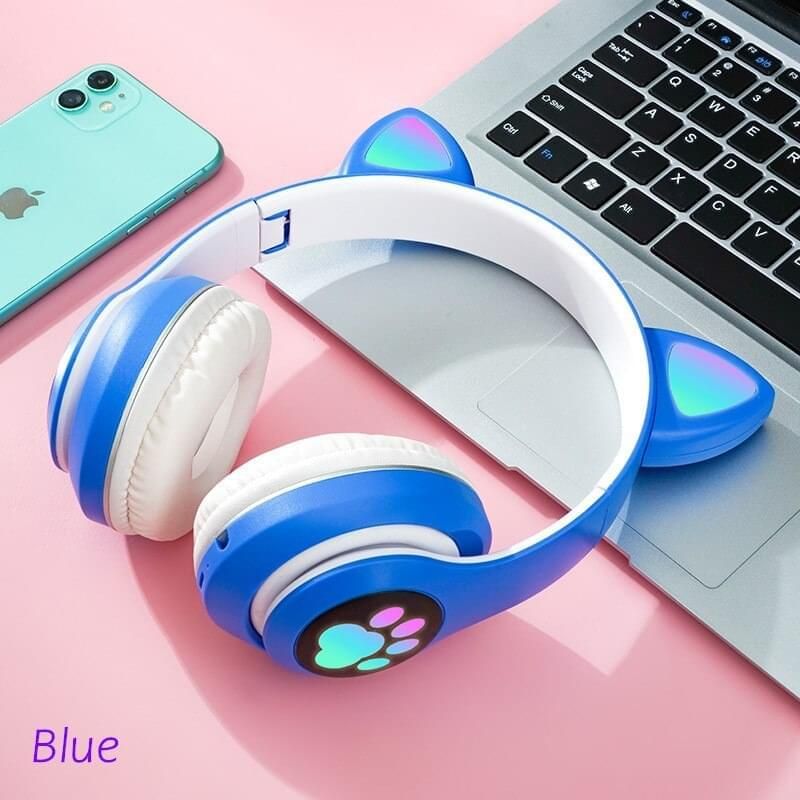Cat Wireless Headphone model AKS28 With LED RGB AKS28-blue Global | Hifi Media Store
