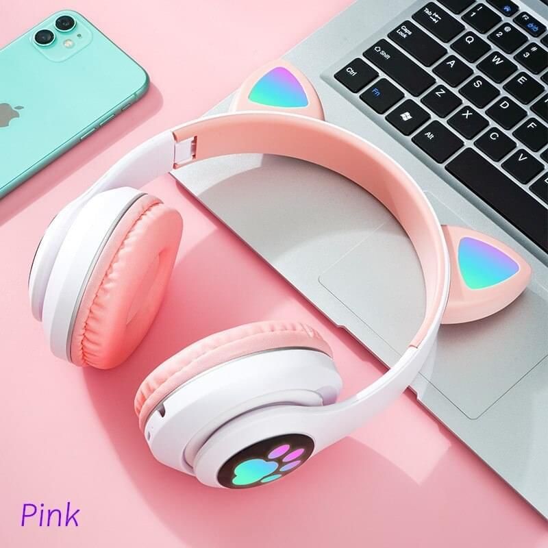 Cat Wireless Headphone model AKS28 With LED RGB AKS28-pink Global | Hifi Media Store