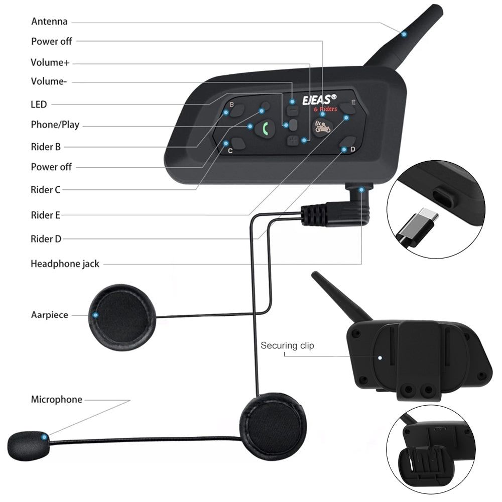 EJEAS V6 PRO Intercomunicador para Moto | Hifi Media Store