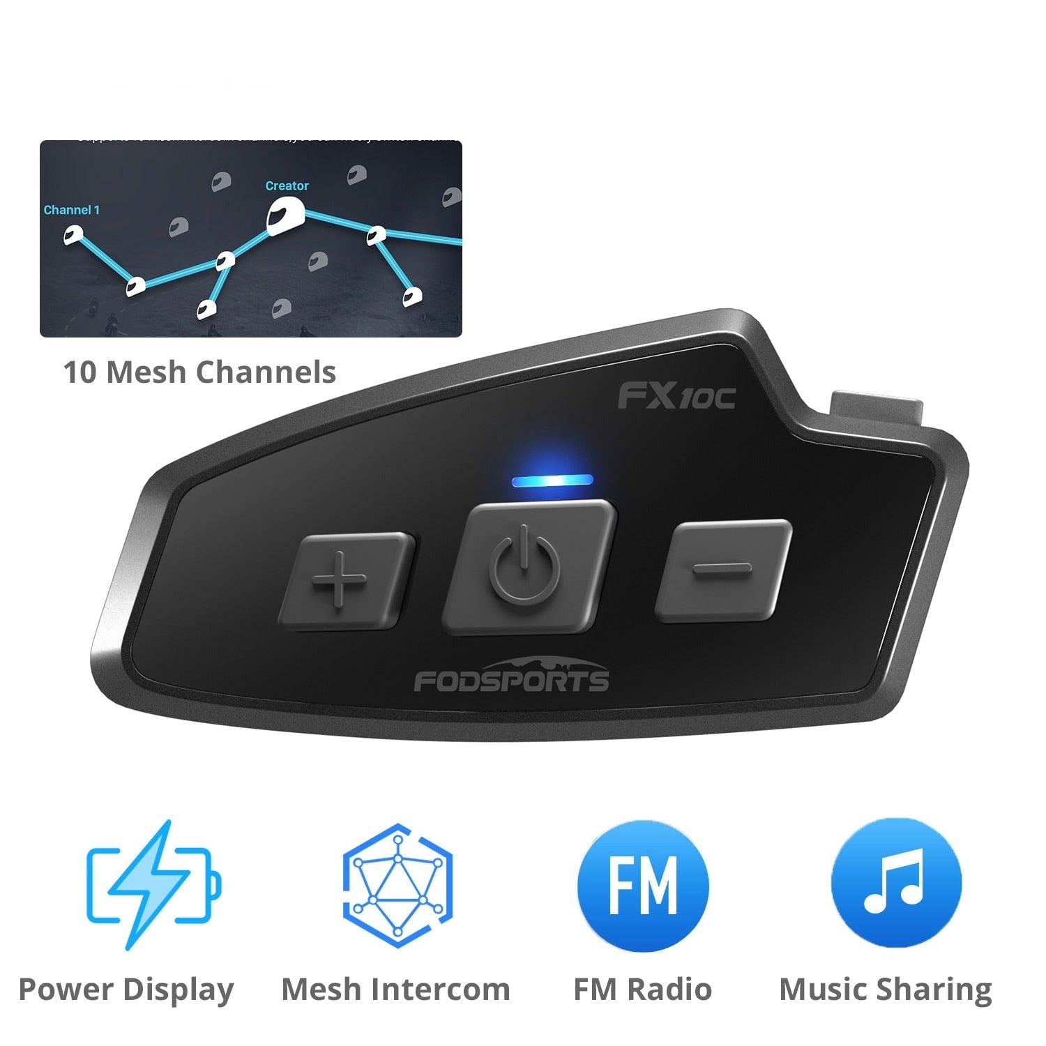 Fodsports FX10C Motorcycle Bluetooth Mesh Intercom | Hifi Media Store