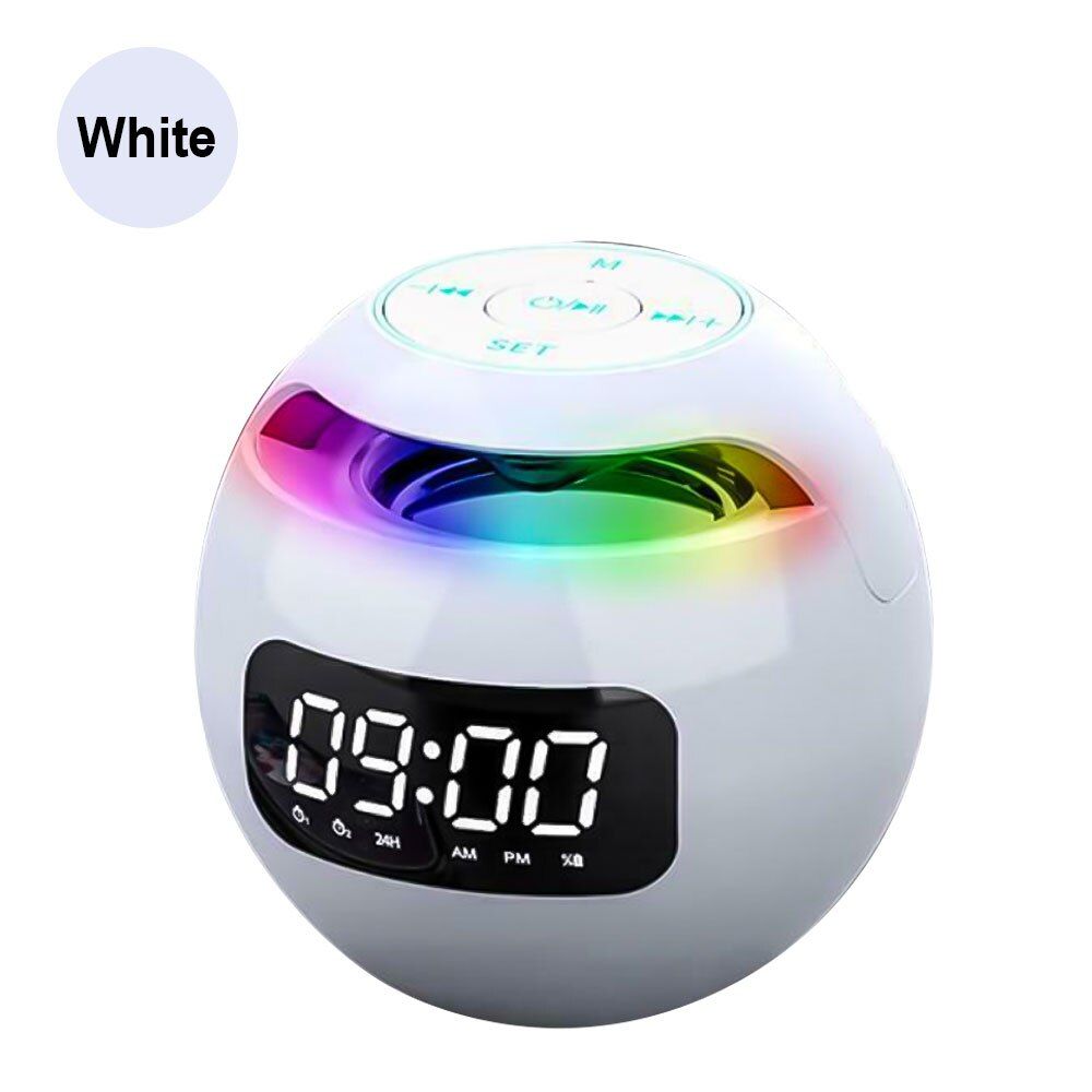 G90 Speaker Alarm Clock with Radio and LED Lights White | Hifi Media Store